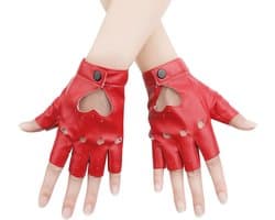Punk Handschoenen Rood Vingerloze Leer Palm Cosplay Halloween Dames Meisjes Show