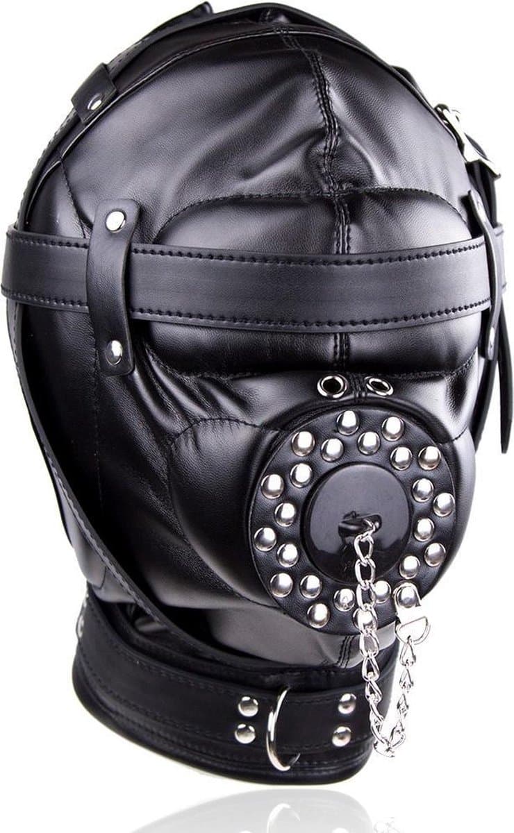 Banoch - Depraved Stopper Black - Zwart bondage masker van pu Leer | BDSM — afbeelding 1