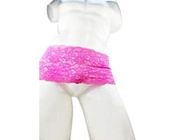 BamBella® Slip Roze open kruis kant voor mannen - L/XL - doorzichtig Erotische onderbroek Sexy Lingerie Heren - Zwart mannen ondergoed slip