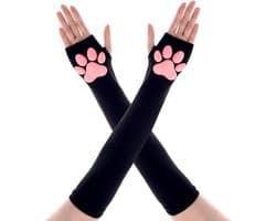 Handschoenen Lange Vingerloze Handschoenen Kawaii Roze 3D Klauw Leuke Kat Mouw voor Meisjes Cosplay Halloween Party