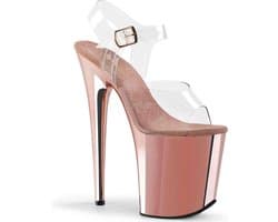 Pleaser - FLAMINGO-808 Sandaal met enkelband, Paaldans schoenen - Paaldans schoenen - 40 Shoes - Roze/Transparant