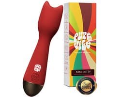 PureVibe® Mini Kitty Clitoris Stimulator en Vibrator - Stil & Discreet - Vibrators voor Vrouwen - Seksspeeltjes - Sex Toys voor vrouwen en koppels - Bordeaux Rood