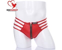 Verleidelijke slip met rits - Herenondergoed - Erotisch - Kunstleer - Rood - BDSM