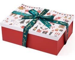 Kerstgeschenkdozen met lint 29x21x10cm wit