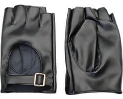 Handschoenen voor heren en dames, van zwart kunstleer, vingerloze wanten voor rijden en fietsen, punk rock-stijl, accessoires voor cosplay en fitnessstudio, dubbelzijdige bescherming