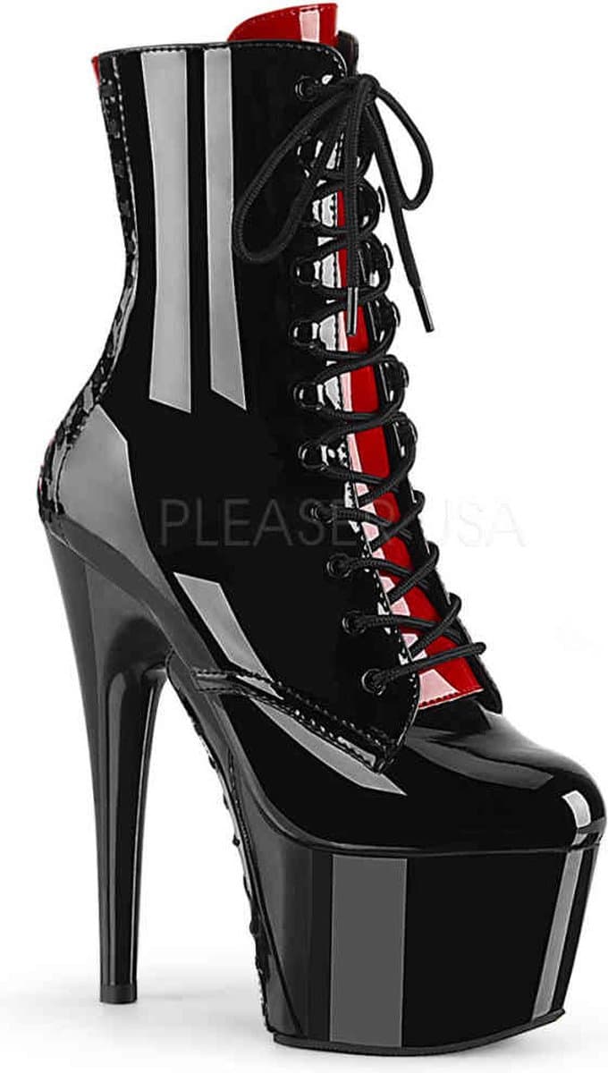 Pleaser - ADORE-1020FH Plateau Laarzen, Paaldans schoenen - Paaldans schoenen - 40 Shoes - Zwart/Rood — afbeelding 1