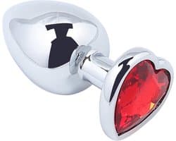 Banoch - Buttplug Coeur Rouge Small -Metaal - Hartje - Diamant Steen Rood