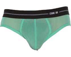 CODE 22 Sheer Mesh Brief Green - MAAT M - Erotisch Heren Ondergoed - Slip voor Man - Sexy mannen Slip