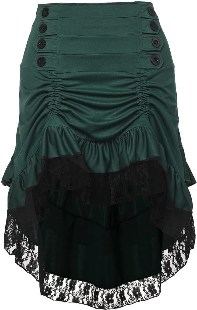 Victoriaanse Steampunk Rok Dames Gothic Vintage Hoog Laag Cosplay Kostuum — afbeelding 1