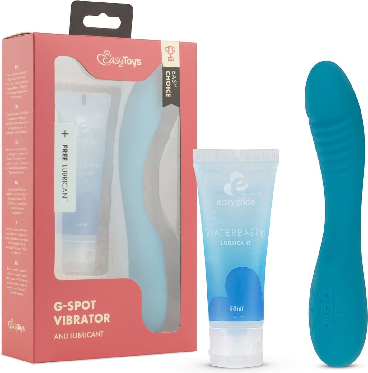Easy Choice - G-Spot Vibrator - Sex Toys voor Vrouwen - Vibrators voor Vrouwen - G-Spot Vibrator - Dildo - Glijmiddel Waterbasis - EasyGlide Glijmiddel - Erotische Giftset - Cadeau Vrouw - EasyToys - Blauw — afbeelding 1
