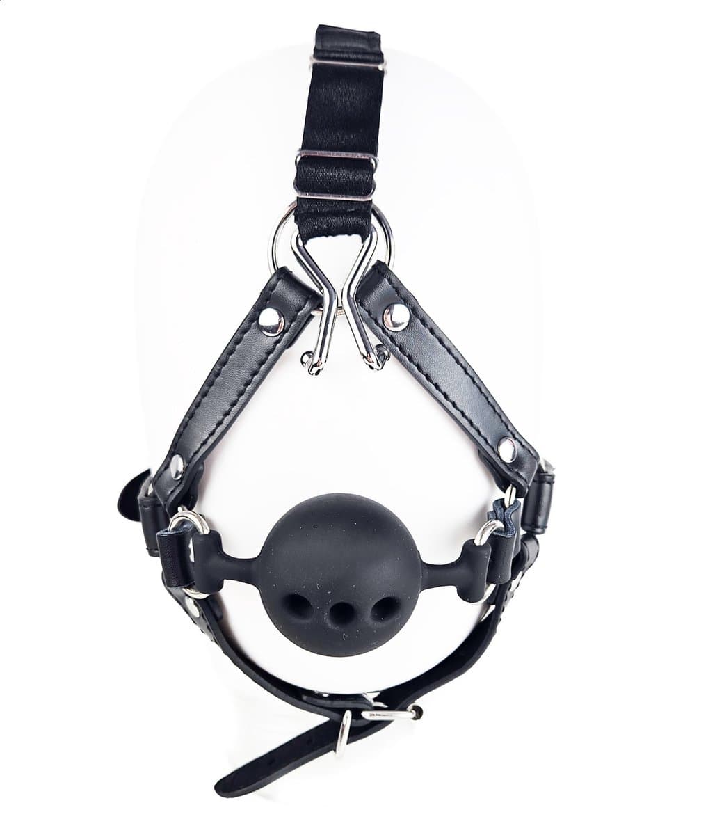 BNDGx® - Extreme BDSM Masker - Nep Leer - Met Gag Neus Klem - SM — afbeelding 1