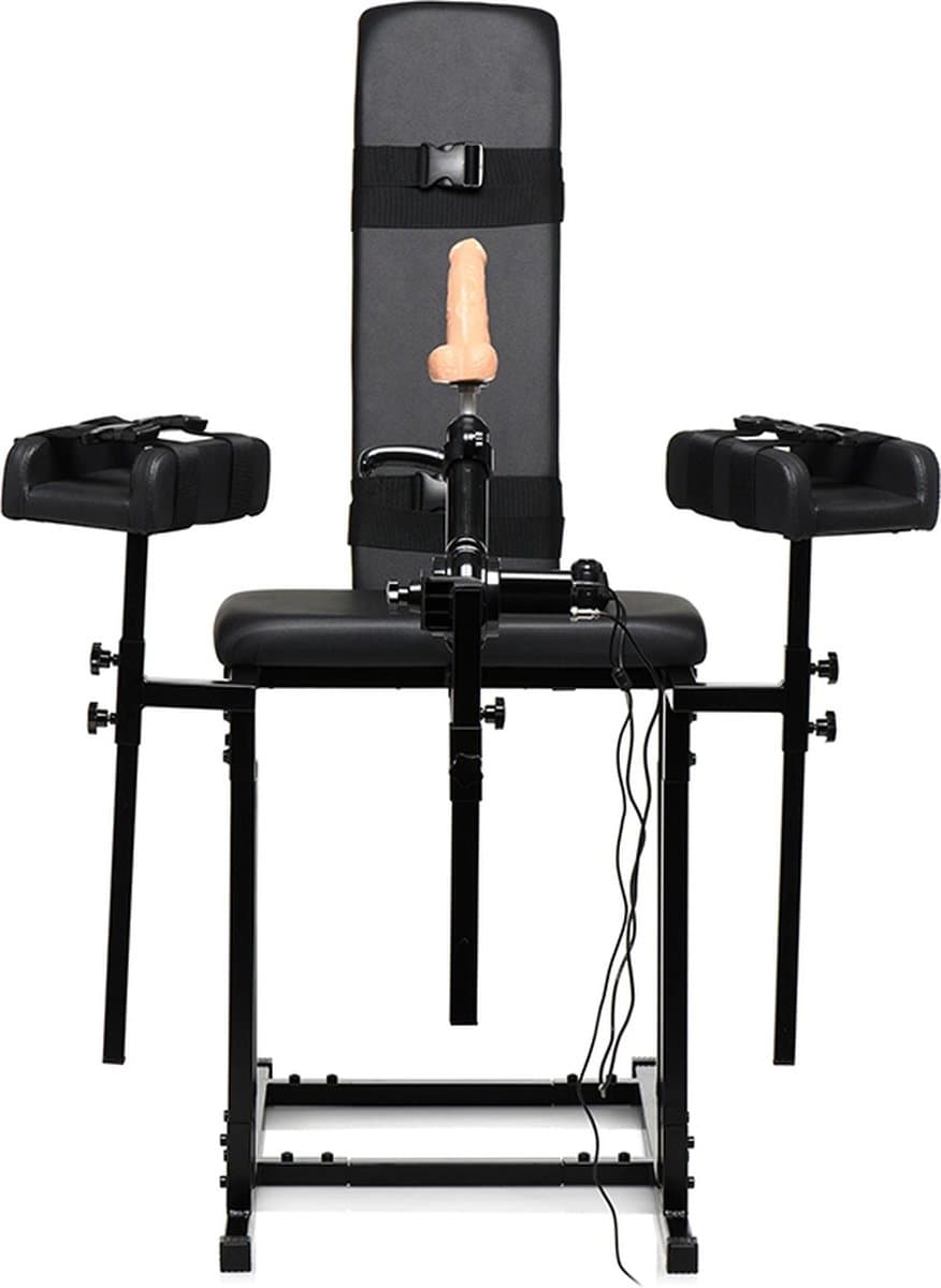 XR Brands MS Obedience Chair met Sex Machine seksmeubel - Zwart — afbeelding 1