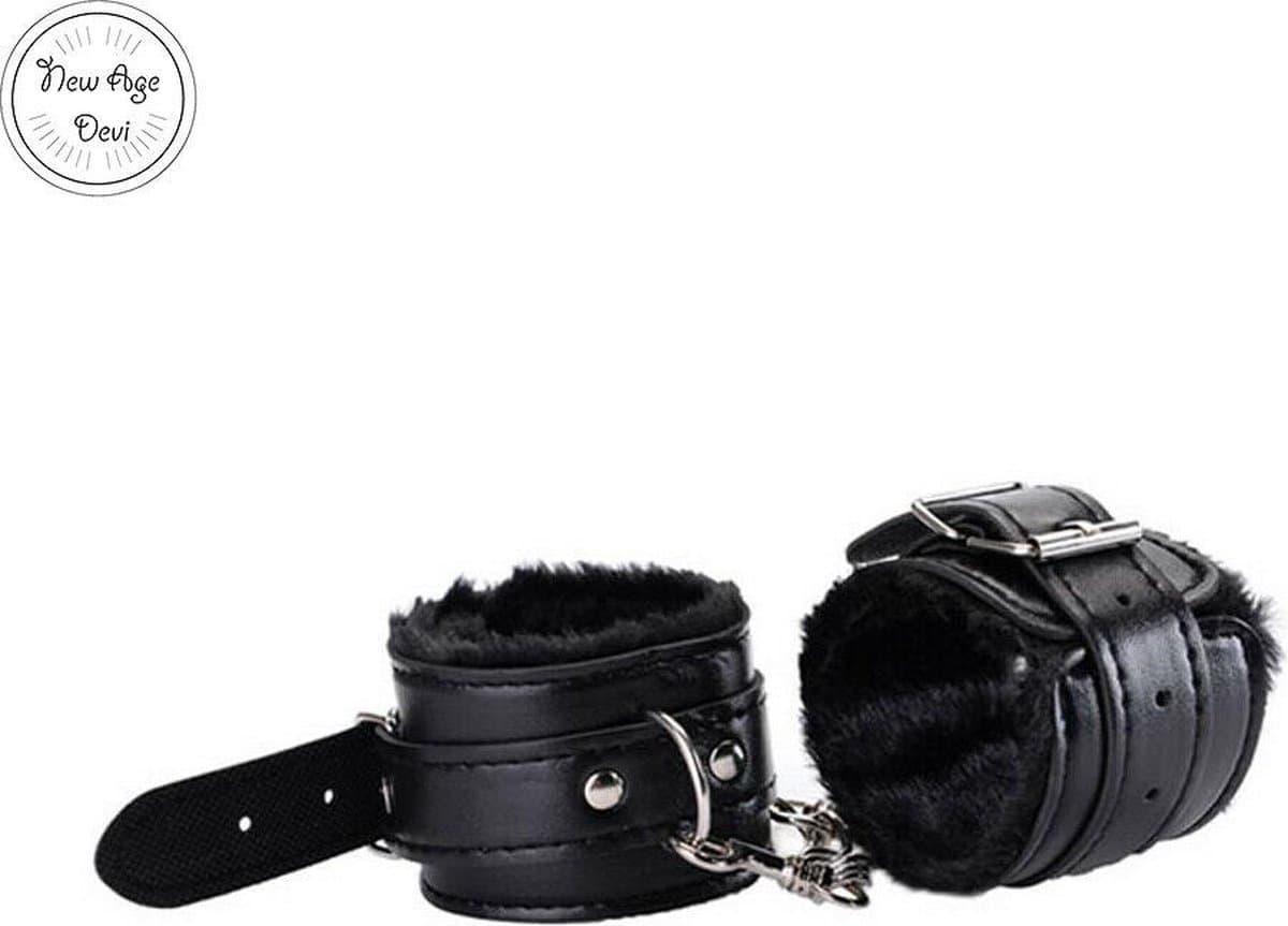Pluche Handboeien - Zwarte handboeien - pluche - BDSM - Beginners - Comfortabel - Fluffy - Verstelbaar, New Age Devi — afbeelding 1