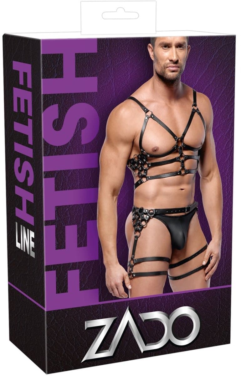 ZADO Robuust Bondage Mannen Harnas - Heup en Borst Harnas van Leer - Extra Mannelijke Uitstraling - One Size — afbeelding 1