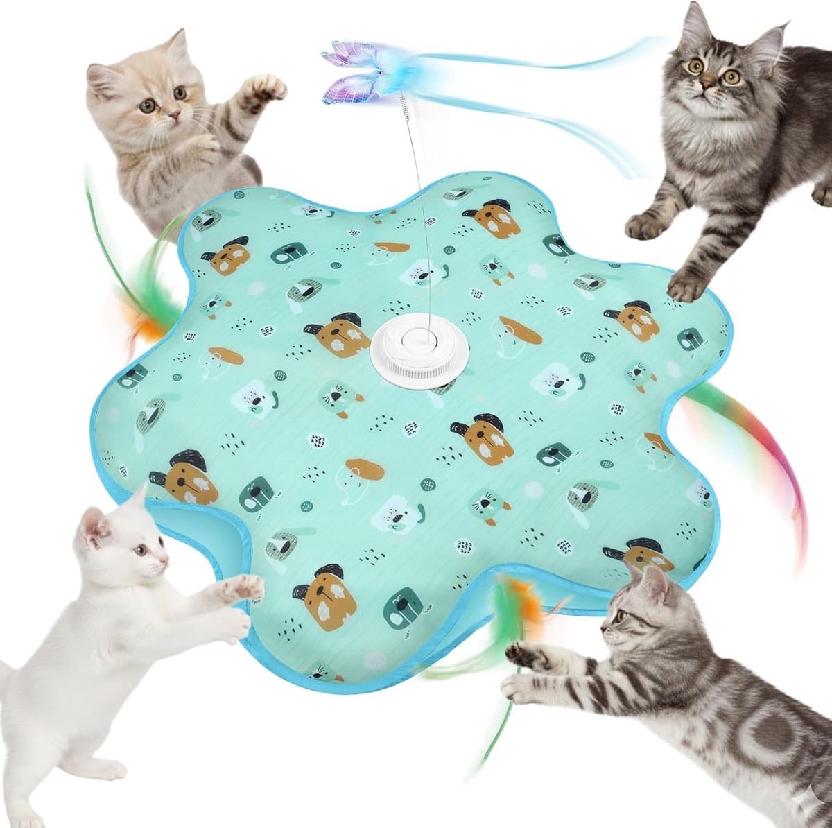 Interactief kattenspeelgoed met veermechanisme muis+vlinder — afbeelding 1