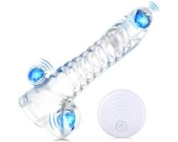 Daity Sleeves, draadloze herbruikbare sleeve met vibrerende ring, transparante sleeve, penisringverlenger, ultrazachte vergroting voor stellen, vibrerende dildo - Transparant