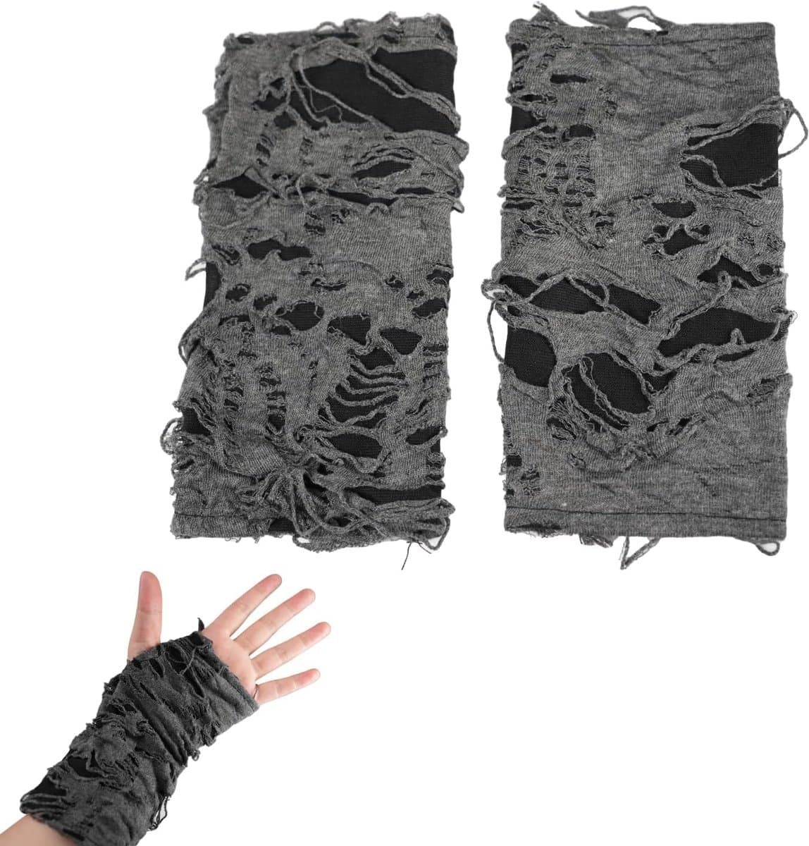 Handschoenen - vingerloze spinnenweb kanten handschoenen voor feestkostuum, gothic heksen kostuum accessoires, inclusief leren armband, perfect voor Halloween-party, rollenspellen en — afbeelding 1
