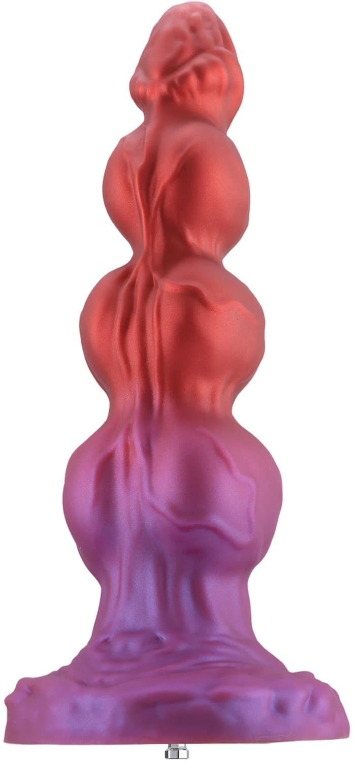 Hismith Omega Fantasy Dildo 22 cm – Siliconen Dildo met Zuignap en KlicLok – Paars/Rood — afbeelding 1