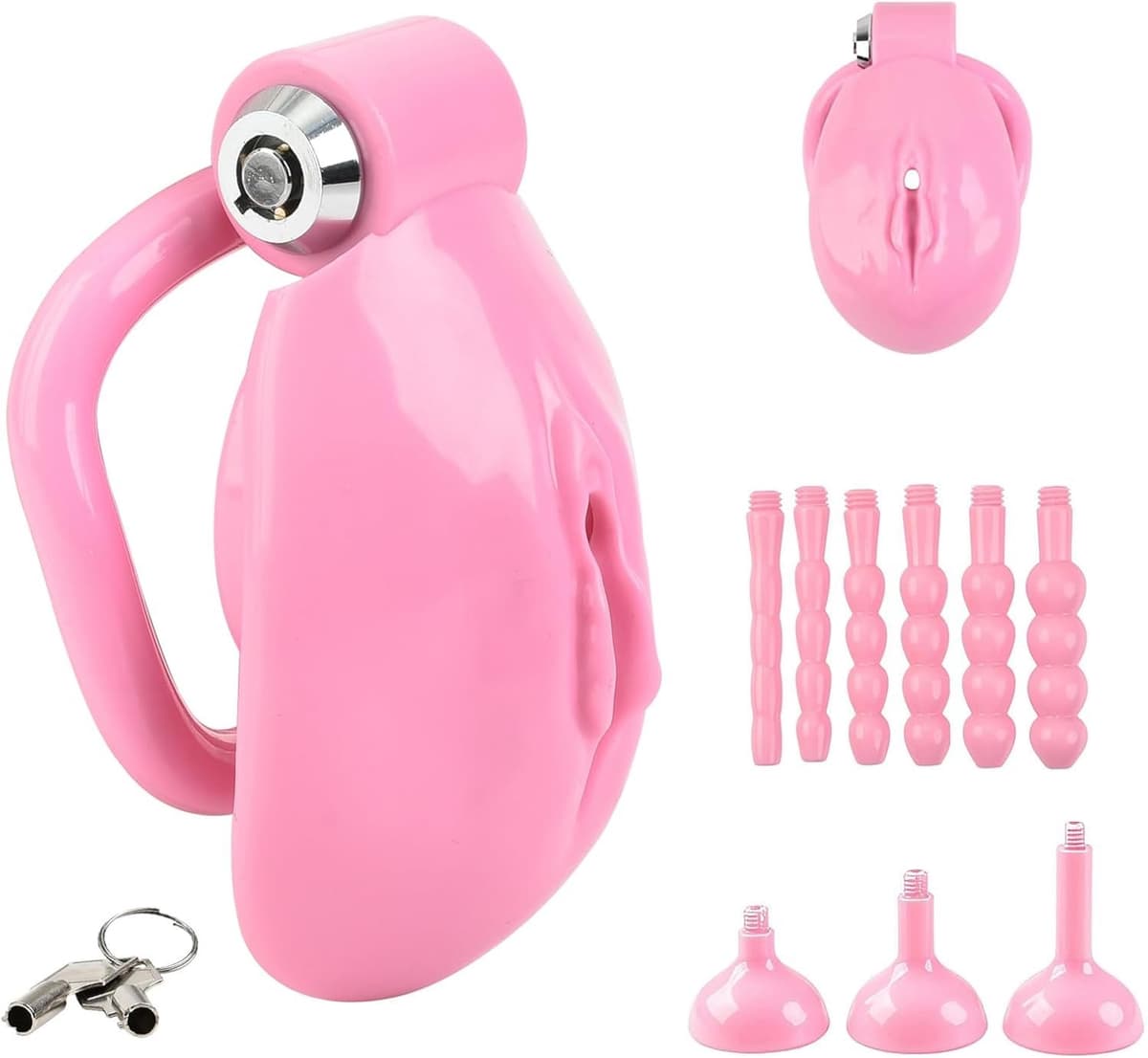 Chastity Cage met 3 Urinezakken en 6 Katheters — afbeelding 1