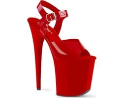 Pleaser - FLAMINGO-808N Sandaal met enkelband, Paaldans schoenen - Paaldans schoenen - 37 Shoes - Rood