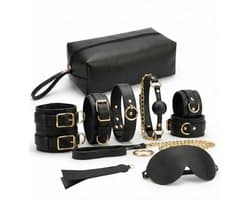 Toys Hub® Premium BDSM Set voor Koppels - Incl. 1 Maand Luisterverhalen & Ebook BDSM Basics - Hoogwaardig Leer - Oogmasker & Zweep - Voor Beginners