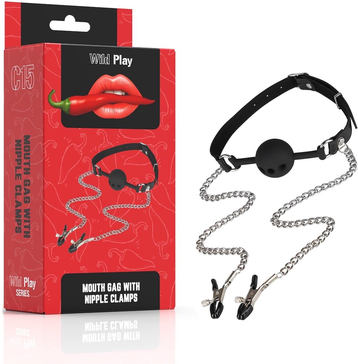 Erospace Wild Play C15 – Mondknevel met Tepelklemmen voor Spannend Spel — afbeelding 1