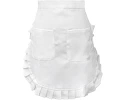 Elegante Tailleschort met Ruches en Twee Zakken voor Keuken en Cosplay