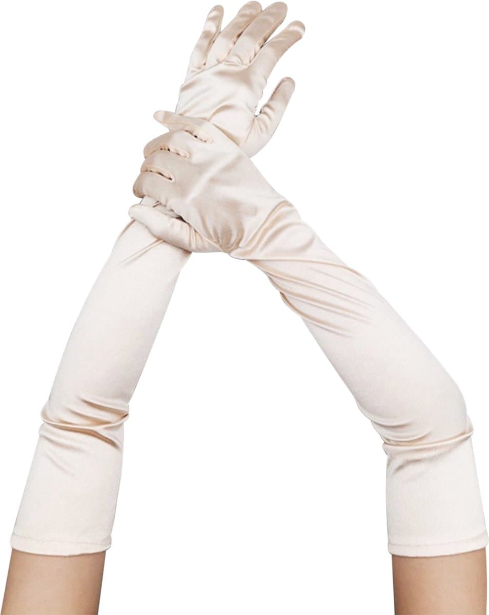 Lange dames handschoenen - extra lange satijnen stretch satijnen handschoenen - vintage feest dameshandschoenen - bruidshandschoenen - geschikt voor bruiden bruiloft opera theekransje — afbeelding 1