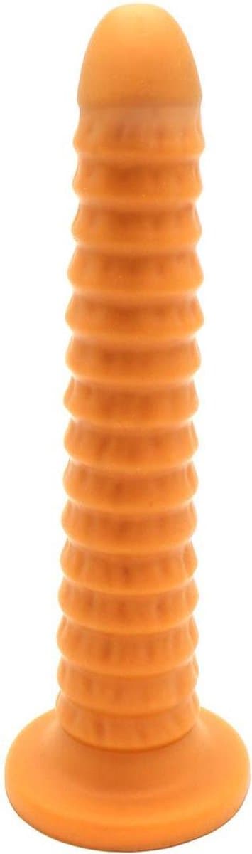Gold Play - Soft Liquid Siliconen Anaal Dildo Ribbed - Goud XL — afbeelding 1