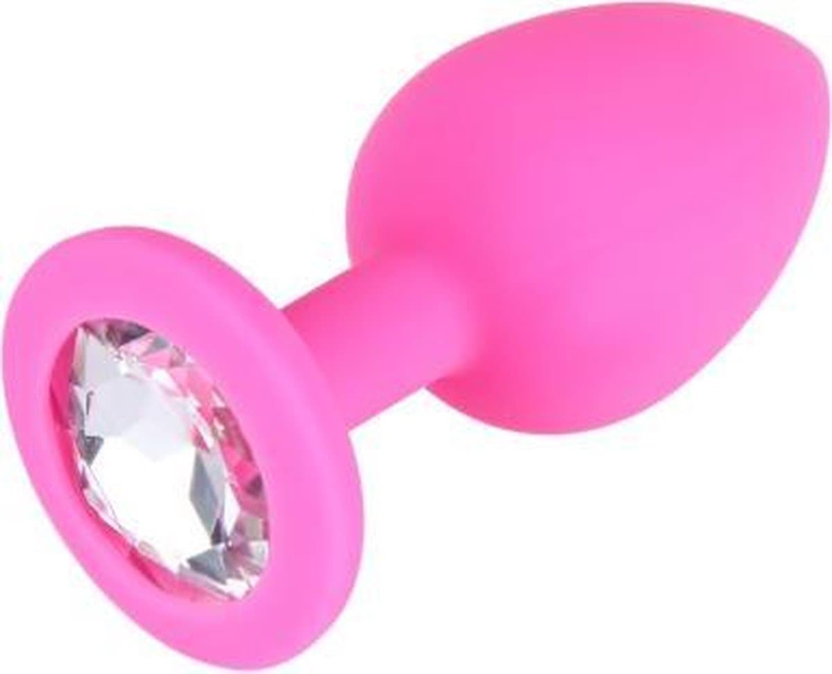 Siliconen butt plug met diamant Medium | Siliconen Butt Plug voor hem of haar | Anus plug met diamant — afbeelding 1