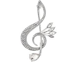 broche in de vorm van een muzieknoot met strass in de vorm van een vloersleutel voor sjaal jas kostuum bruid lijfje voor dames meisjes heren muzikant boeket huwelijkscadeau