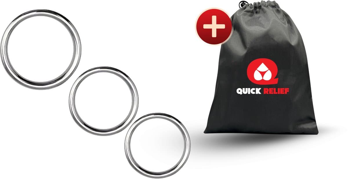 Quick Relief Steel Armor™ Cockring Set Small - Cockring Metaal - Set van 3 Metalen Cockringen - RVS Cockring - 3 Ronde Metalen Penisringen ∅ 32 mm, ∅ 35 mm en ∅ 38 mm — afbeelding 1