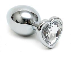 Anaal - Buttplug - Hartvorm - RVS - Metaal - Chrystal Diamant - Diameter 2.8cm