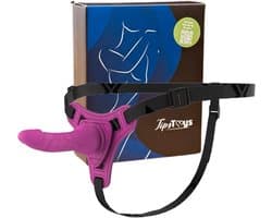 TipsToys® Strap On Voorbind Dildo – Verstelbaar Harnas met Dildo – Strap On Seksspeeltje voor Vrouwen & Koppels – Roze