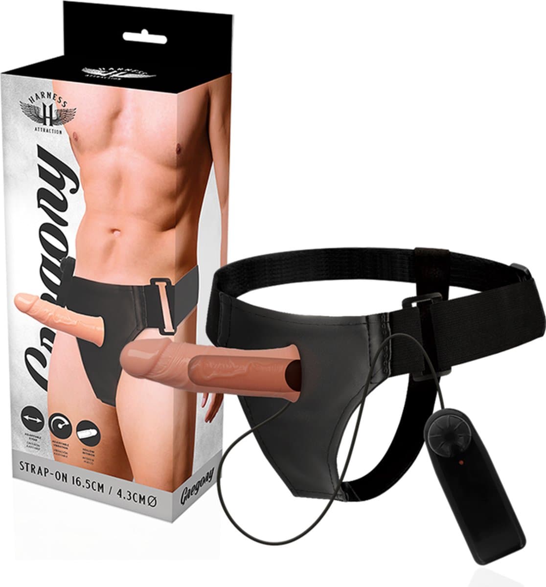 HARNESS ATTRACTION | Harness Attraction Gregory Strap-on Hollow Extender Vibrator 16.5 X 4.3 Cm — afbeelding 1