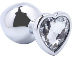 Banoch - Buttplug Coeur Transparent Large -Metaal - Hart - Diamant Steen