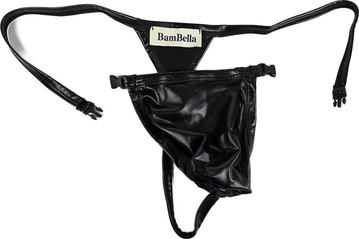 BamBella® open kruis string Maat L/XL nep leer voor mannen - BDSM Erotische Sex kleding — afbeelding 1