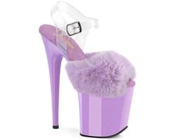 Pleaser - FLAMINGO-808FUR Sandaal met enkelband, Paaldans schoenen - US 11 - 41 Shoes - Paars