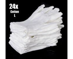 Witte Katoenen Handschoen Wit L - Handschoen L Wit – Munt Handschoen - Gezondheidszorg - Ziekenhuis - Beauty Center – Kapper - Jewelry - eczeem - allergie - juweliers – Handschoenen 100% Katoen maat L - 24 Stuks/12 Paar