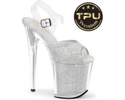 Pleaser - FLAMINGO808PREMRSN Sandaal met enkelband, Paaldans schoenen - US 7 - 37 Shoes - Zilverkleurig