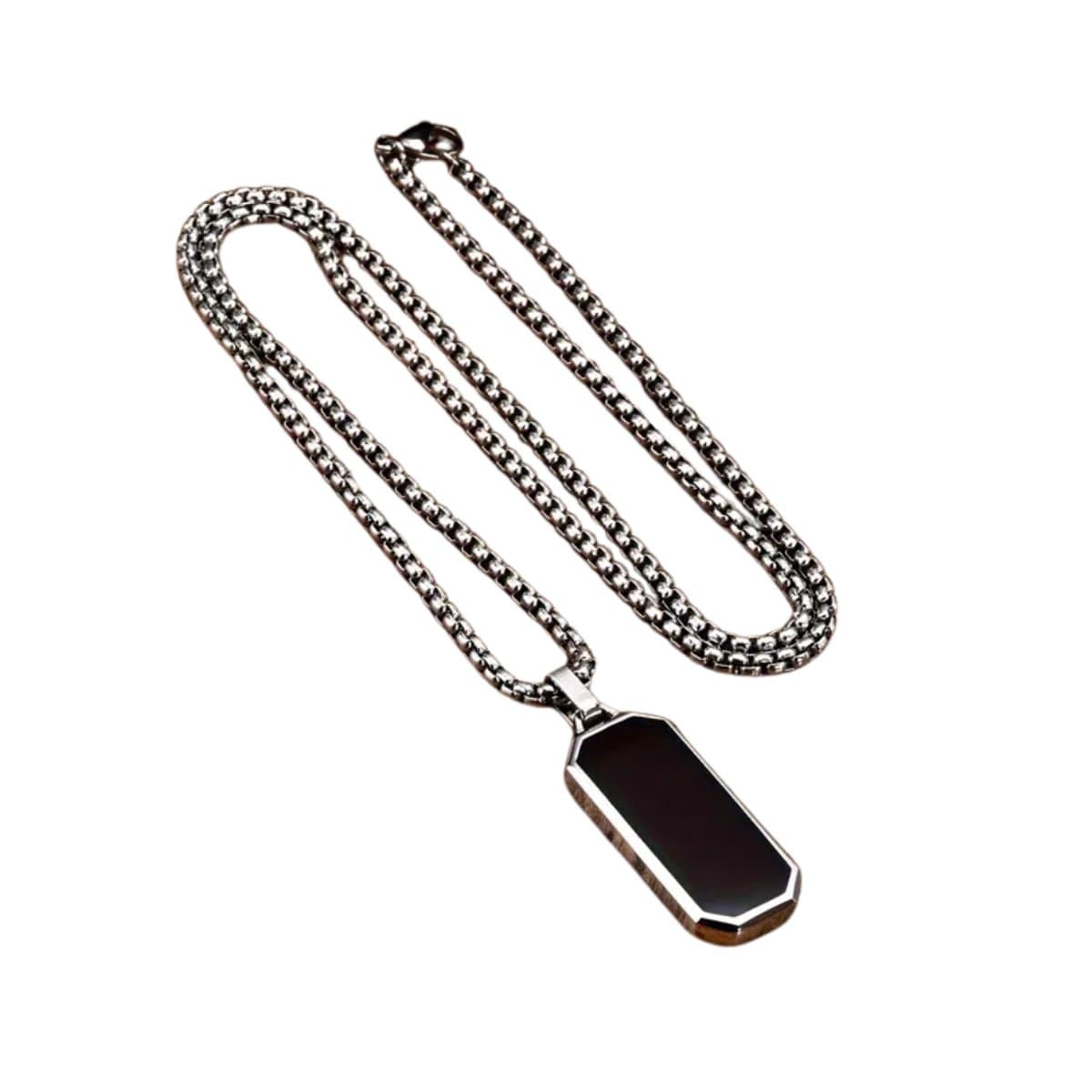 Nivard Ketting - Heren - Staal - Nep zilver - Met Hanger - Zwart — afbeelding 1