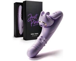 Just Pink Double Trouble - Tarzan Rabbit Vibrator met Losse Luchtdruk Clitoris Stimulator - Stotende Dildo Vibrator met App - G Spot Vibrators voor Vrouwen - Sex Toys voor Koppels