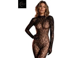 Dare to Undress – Luxe Body Dames – Lingerie Erotisch – Panter Desin Look – Sexy Lingerie – Zwart Kant – Lingerie Setje – Verleidelijke Bodysuit – Catsuit – Sexy Lingerie –Chique – Luxe –Boudoir Look – Kinky – Erotisch – One Size