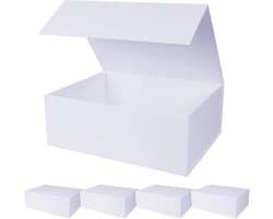 Magnetische geschenkdozen met deksel, wit, 5 stuks, 35,1 x 22,9 x 10,9 cm