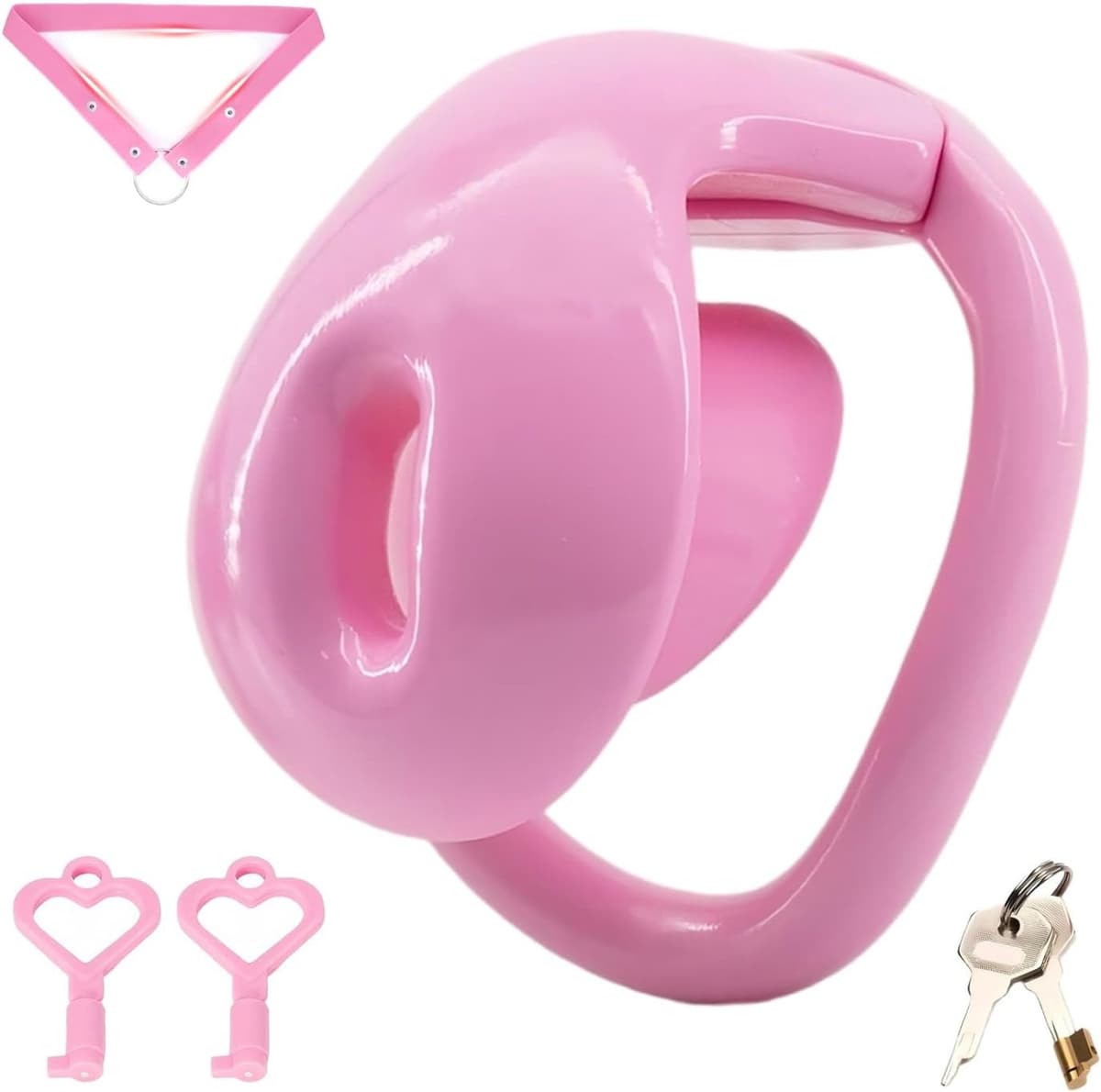 Penisklem met 4 ringen en riem, 3D-geprint, 2 sleutelsets — afbeelding 1