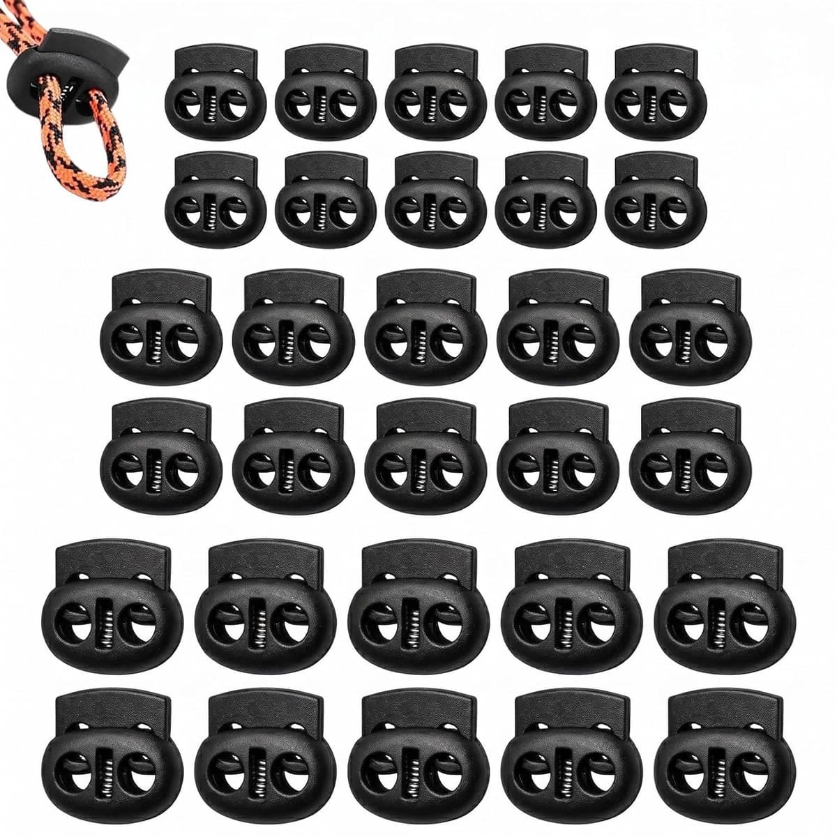 30 Stuks koordstoppers 2-gat, 3.5-5 mm, voor rucksacks, jassen, sportkleding — afbeelding 1