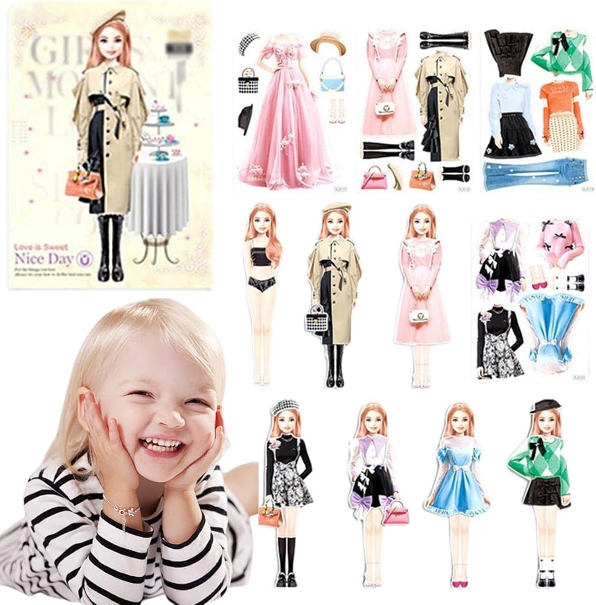 Magnetische aankleedpoppen van papier, prinses, reisspeelgoed, simulatiespeelgoed, laptoppop voor het aankleden van prinsessen, cadeau voor meisjes — afbeelding 1