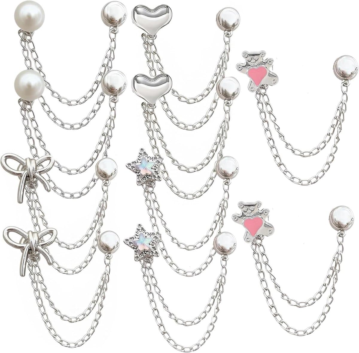 10 PCS Broek Clips Voor Dames Strik Hart Ster Beer Parel Broekspeld Jeans Clip Verkorter Kledingclip Broek Accessoires Zoom Clip — afbeelding 1