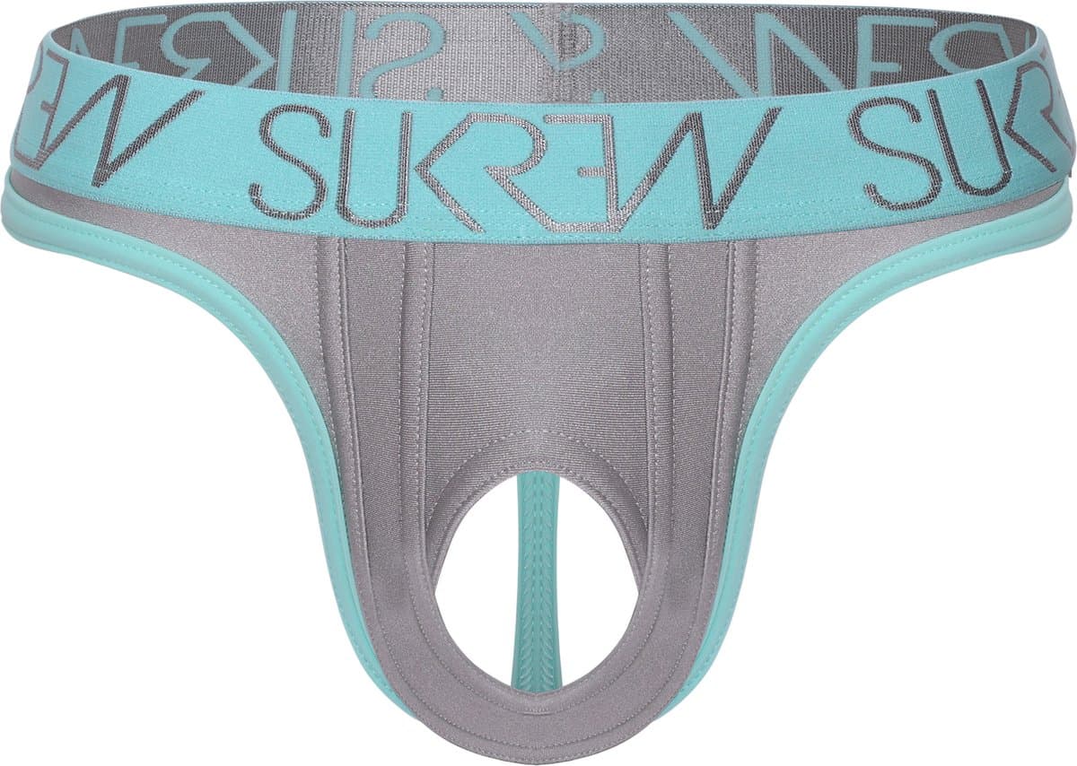 SUKREW U-Style Classic Thong Silver Sparkle - MAAT L - Erotisch Heren Ondergoed - String voor Man - Sexy mannen String — afbeelding 1
