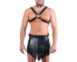 2-delige BDSM Harnas + Rok - Heren outfit - Leder - Verstelbaar - Riemen en gespen
